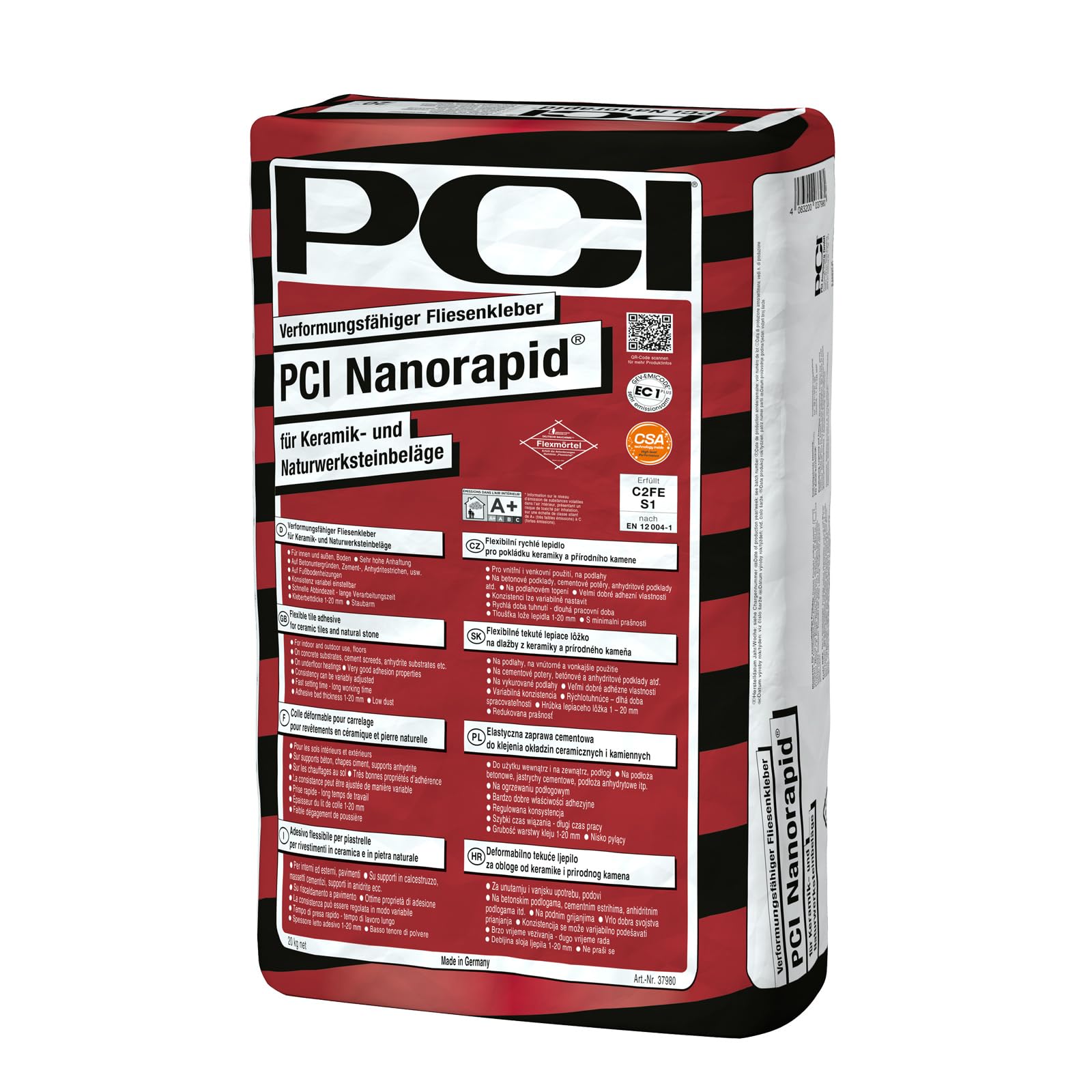 PCI Nanorapid flexibler Fliesenkleber 20kg für alle Fliesen, Keramik- und Natursteinbeläge für innen und außen