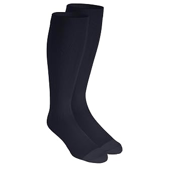NuVein Mens Compression Socks, 30-40 mmHg Support, Dress Trouser Style, Over Calf Knee High, Navy, Large