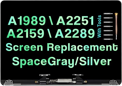 13.3" Screen Replacement for MacBook Pro A2159 A2289 A1989 A2251 EMC 3214 EMC 3358 EMC 3348 EMC 3456 EMC 3301 True Tone 2018 2019 2020 Retina LCD Display Assembly Kit Silver