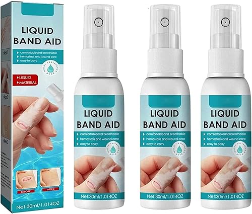 Spray de vendaje líquido de 1.0 fl oz, vendaje líquido para la piel, vendaje líquido impermeable para puntas de los dedos agrietadas, ayuda a