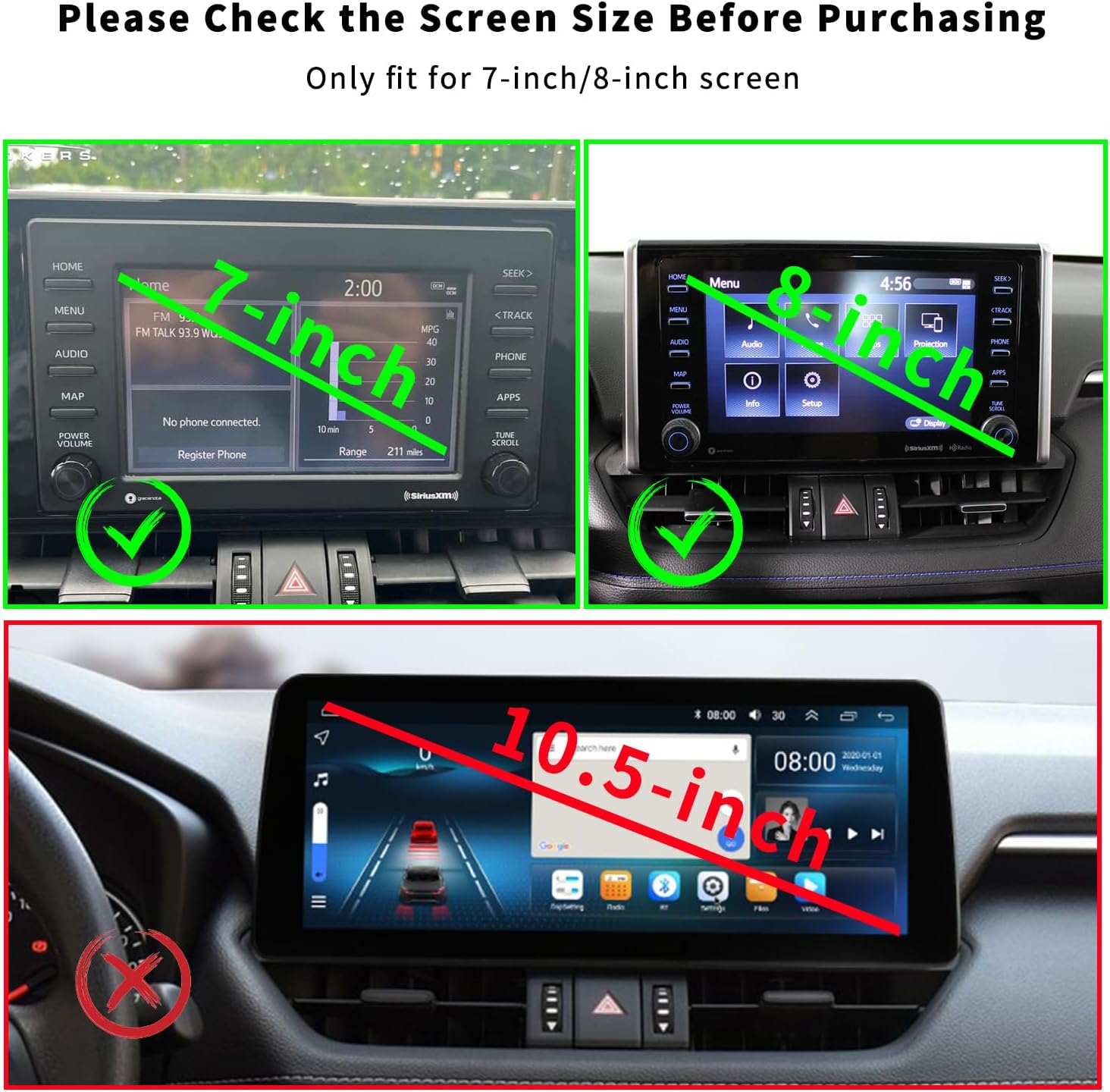 for Toyota RAV4 Phone Mount Holder 2025 2024 2023 2022 2021 2020 2019 Accessories Accessory, Car Phone Mount Holder Compatible with Toyota RAV4 7" 8" Screen, Plastic Black