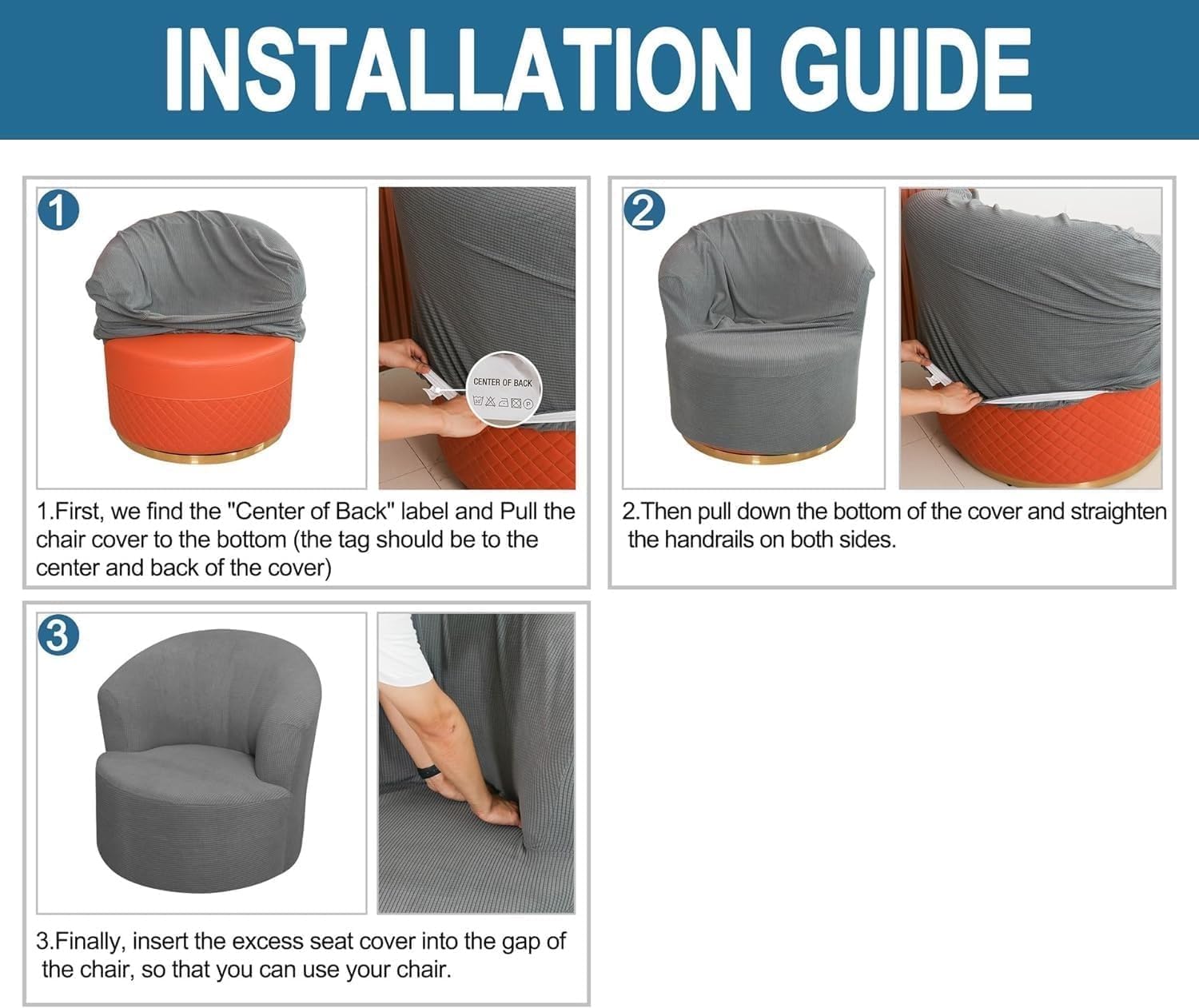 伸縮バレルチェアカバー ジャカード素材 - 回転チェアカバー 取り外し洗濯可能 モダン - リビング、オフィス、ラウンジ用ソファカバ