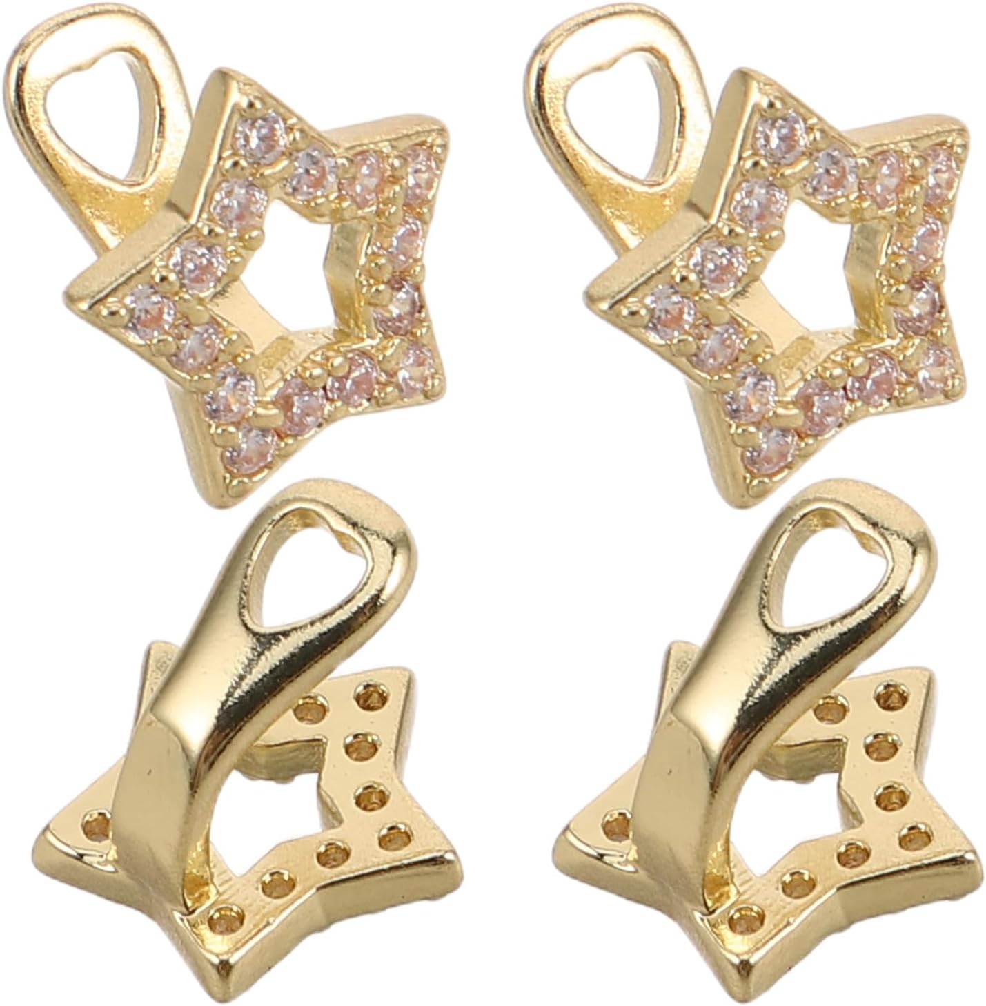 4pcs Golden Star Tooth Grill Cap Clip on Jewelry for Front Teeth