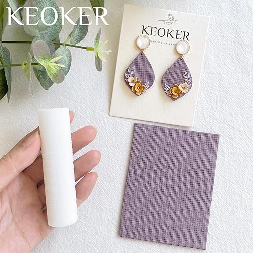 Miniatura 3 de KEOKER Rodillo de textura para arcilla polimérica, rodillo de arcilla polimérica para hacer aretes, rodillo de textura de arcilla polimérica, como