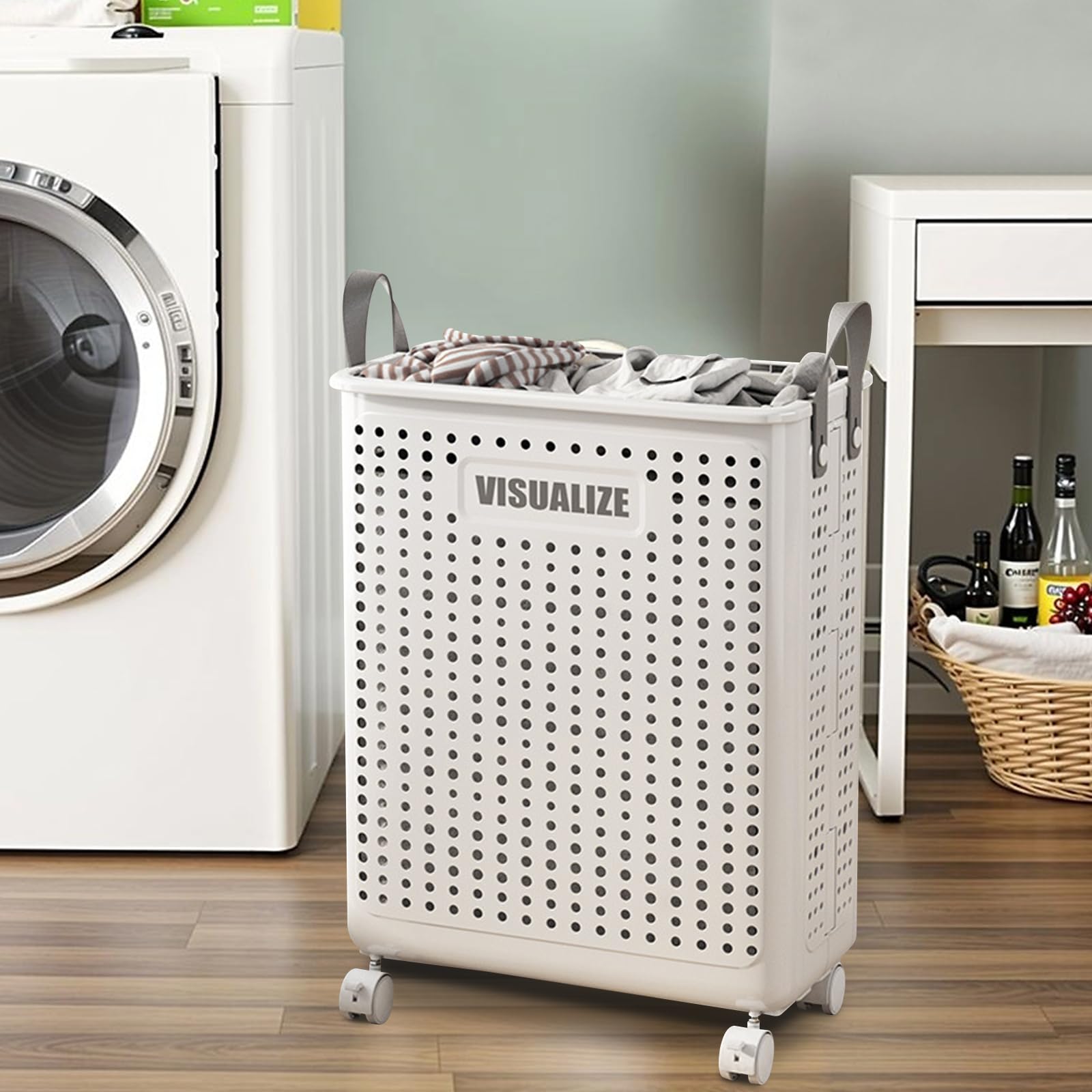 Ergocar Cesto Ropa Sucia Con Ruedas Universales Giratorias Móviles Móviles Mobile Dormitorio Transpirable Hollow Para Juguetes, Ropa, Organizador De Contenedores De Almacenamiento