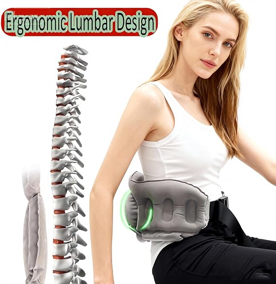 Inflatable Lumbar Support Pillow for Office Chair & Car | Multi-Scene Office,Car,Plane,Train | Ergonomic | Quick Press-Inflate| Folds To Phone Size| Great Gift For Family & Friends