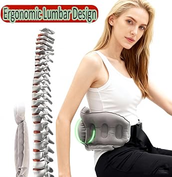 Inflatable Lumbar Support Pillow for Office Chair & Car | Multi-Scene Office,Car,Plane,Train | Ergonomic | Quick Press-Inflate| Folds To Phone Size| Great Gift For Family & Friends