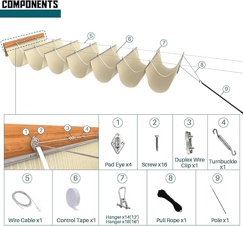 Miniatura 5 de TANG Pergola retráctil de repuesto para exteriores
