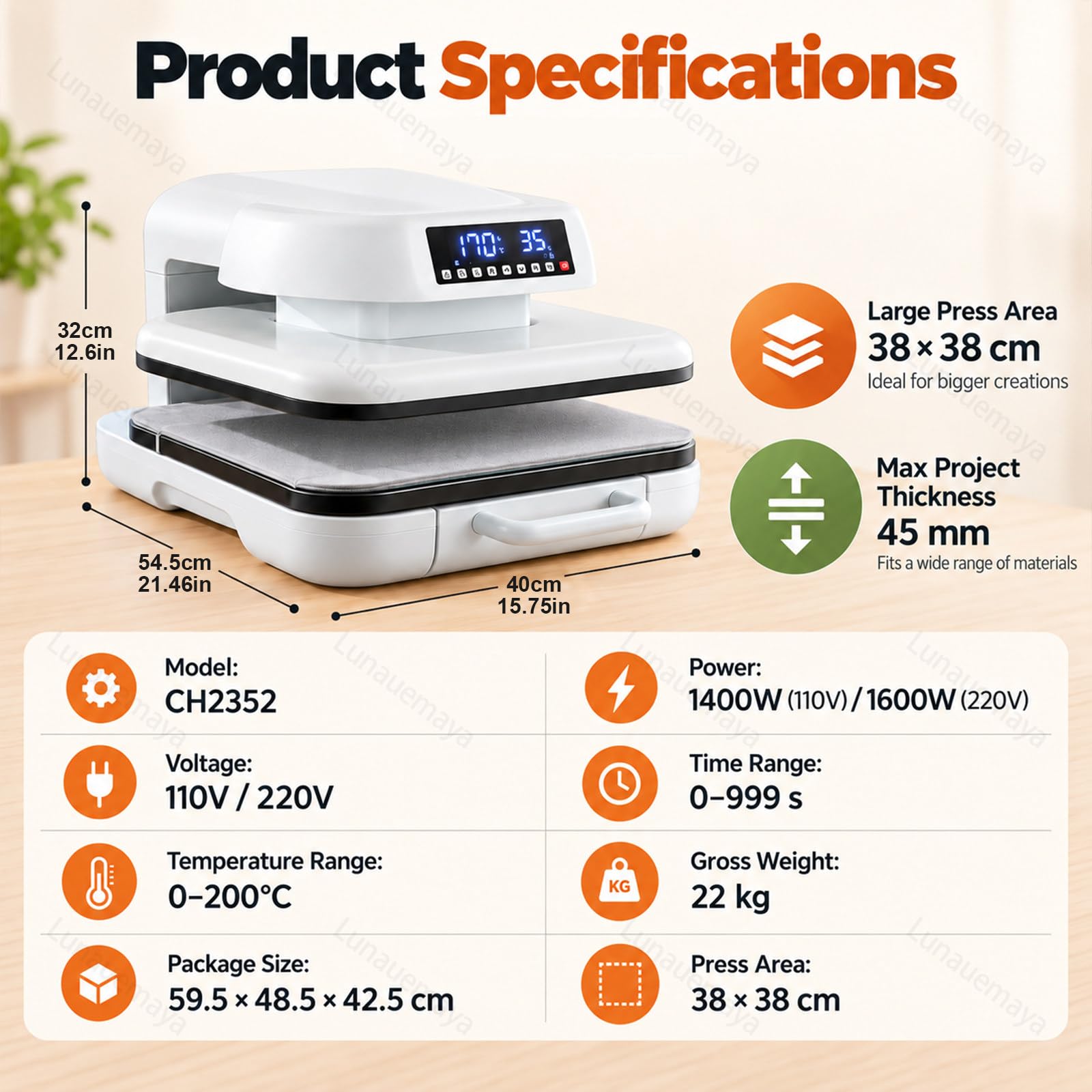 Pressa a Caldo Automatica 38x38cm per Progetti Fai da Te/HTV/Sublimazione
