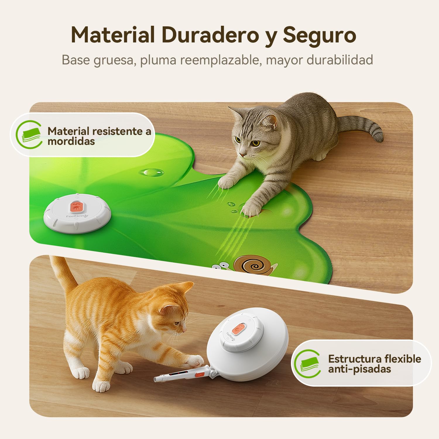 FEELNEEDY Juguete Interactivo para Gatos, Punto Rojo LED Móvil, Juguetes para Gatos, Plumas Móviles Ocultas, Juguete de Ejercicio Recargable para Gatitos de Interior