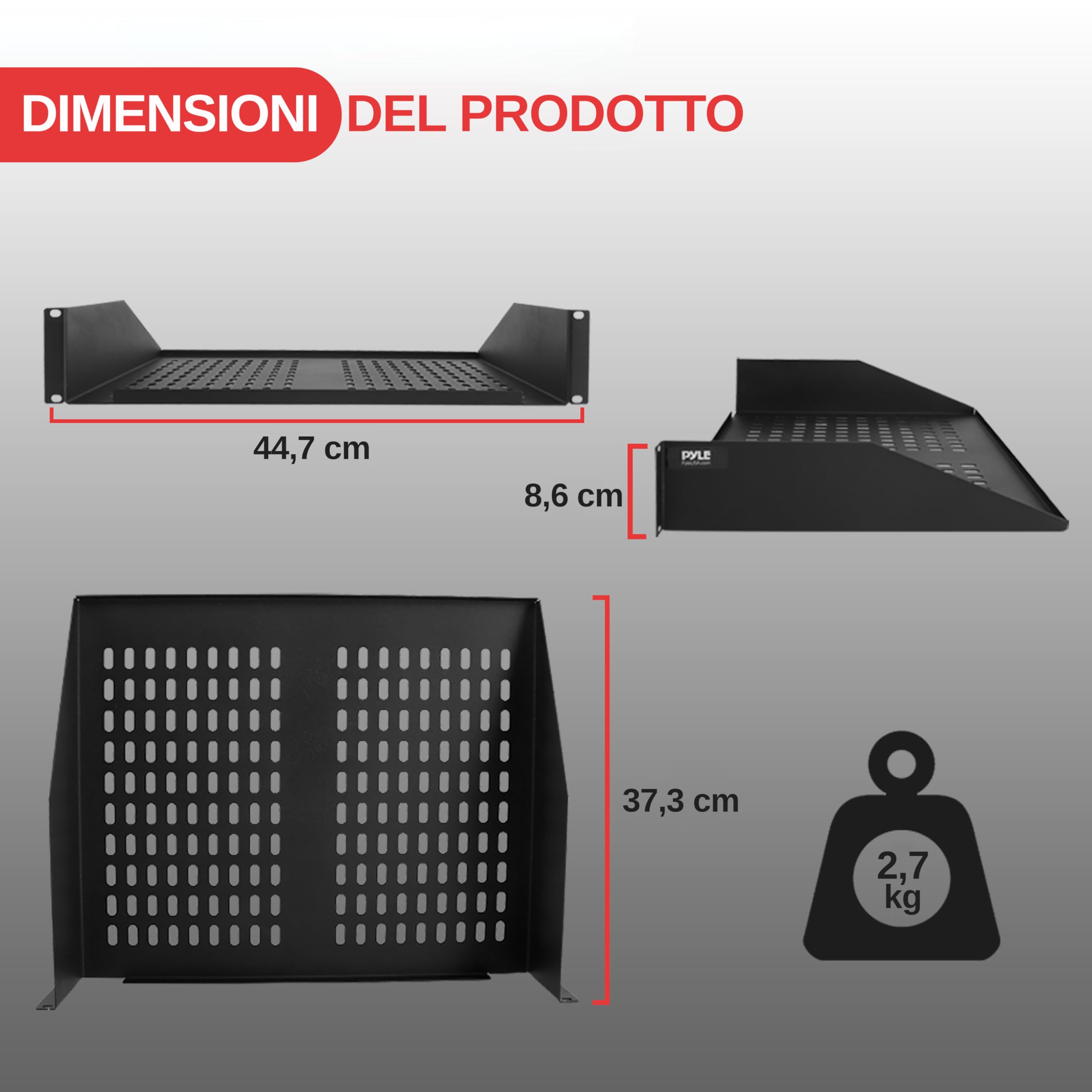 Rack Pyle 2U Server Shelf 19 Pollici Ventilata - Dettaglio