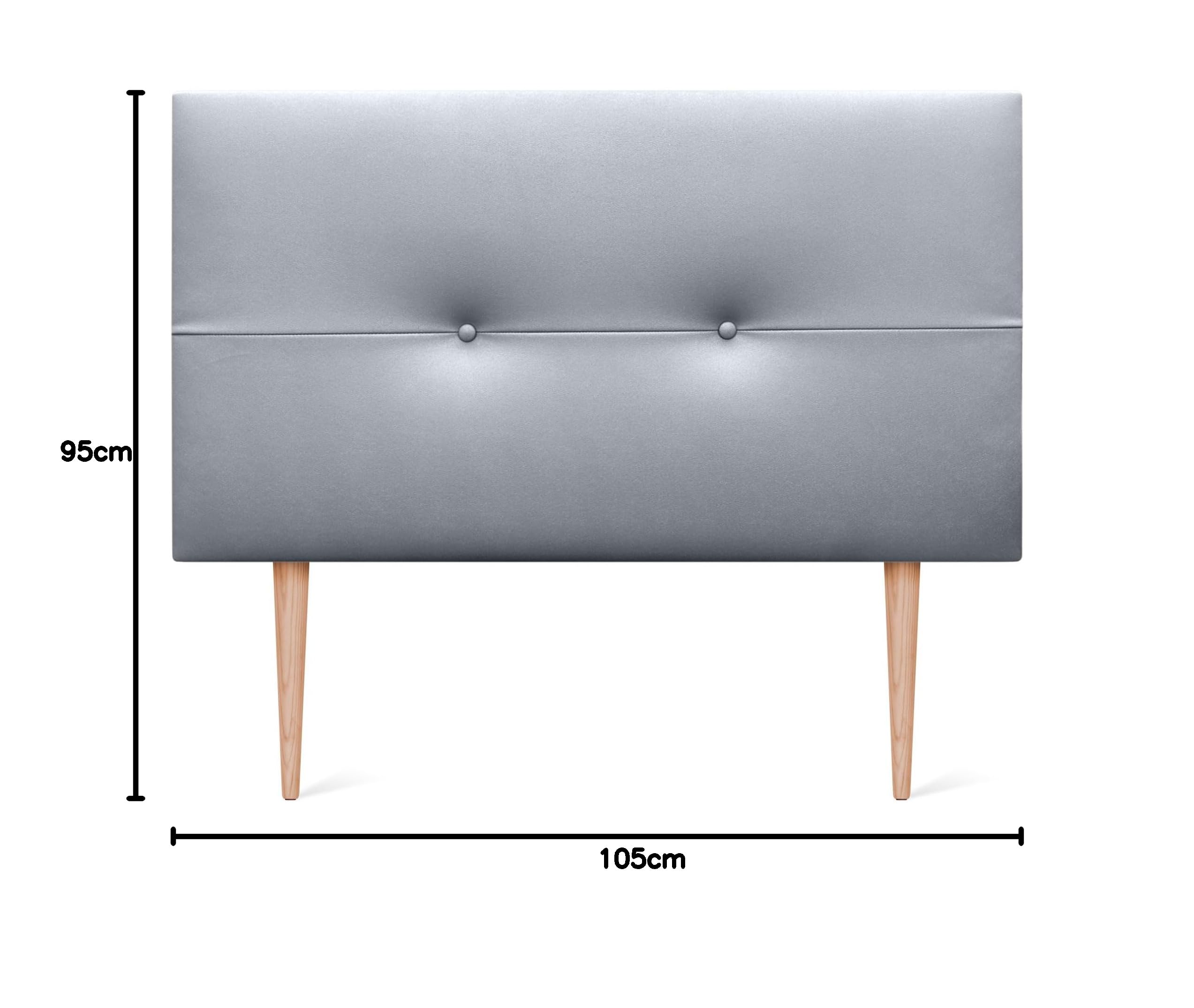 DHOME Cabecero de Polipiel o Tela AQUALINE Pro cabeceros Cabezal tapizado Cama Lujo (Polipiel Plateado, 95x105cm con Patas (Camas 70/80/90))