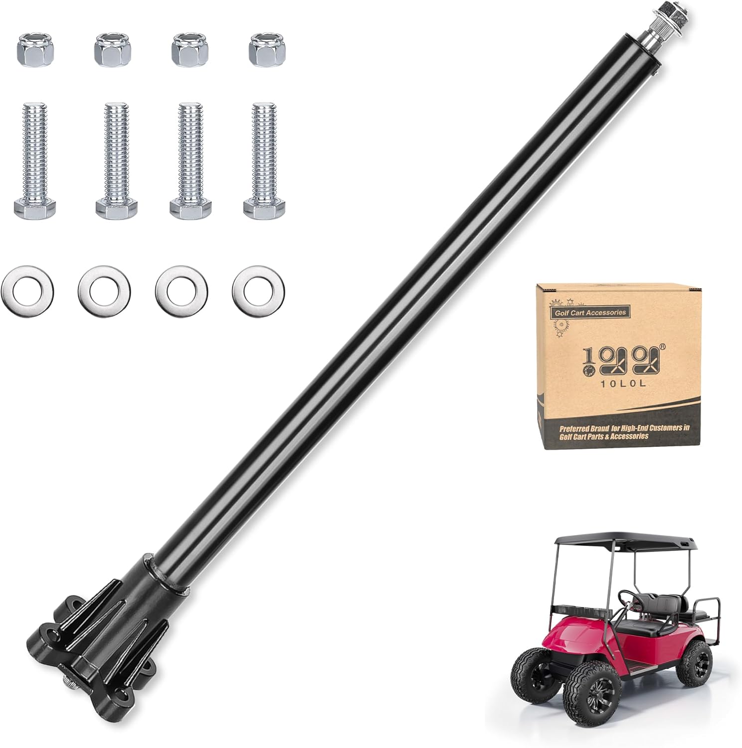 10L0L Golf Cart Steering Shaft and Column Rebuild Kit Compatible with EZGO TXT 2001-up Golf Cart Models, Performance Enhancement with 4 Bolt Steering Mount, OEM# 70607-G01 & 70610-G01