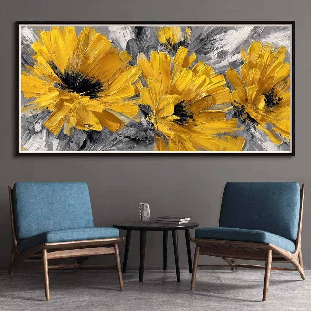 Diamond Painting Kits for Adults, 5D Diamond Art Yellow Daisy 60x150cm, DIY Large Retro Dimond Art kits Adults, Full Drill Crystal Rhinestone Embroidery Canvas Gem Art for Home Wall Decor (DP362)