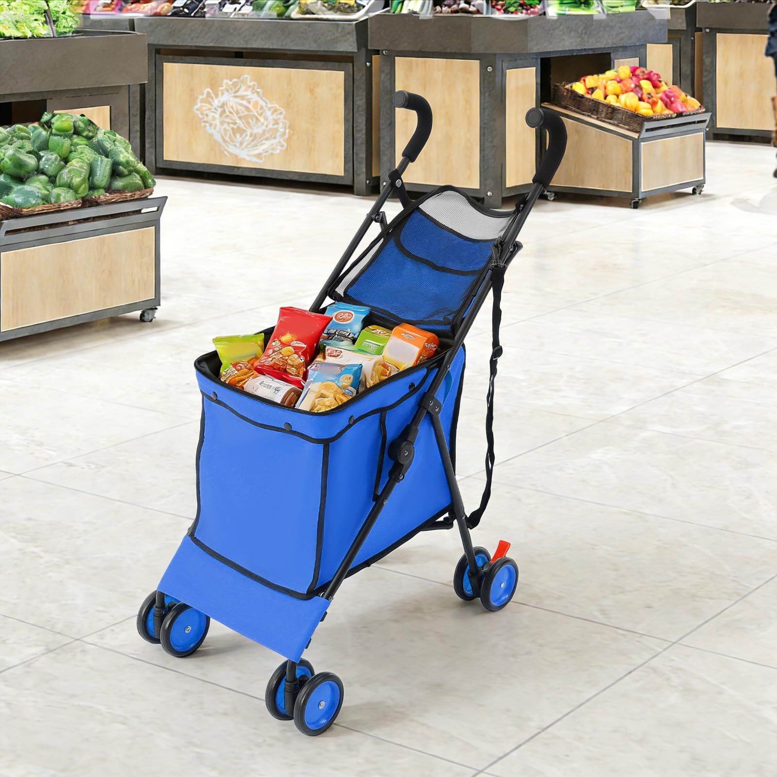 Hundebuggy, 2 in 1 Faltbar Hundewagen bis 70kg für kleine mittel Hunde & Katzen, Hunde Katzenwagen mit 4 PCS 360° Rädern, Langlebig und Robust, Als Warenkorb Erhältlich (Blau)