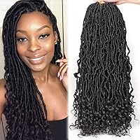 Vista 38 de Leeven 7 Paquetes Cabello Crochet Faux Locs con Puntas Rizadas 14 Pulgadas Pre-enrollado Goddess Locs Trenzas Crochet Cabello 84 Hebras Negro