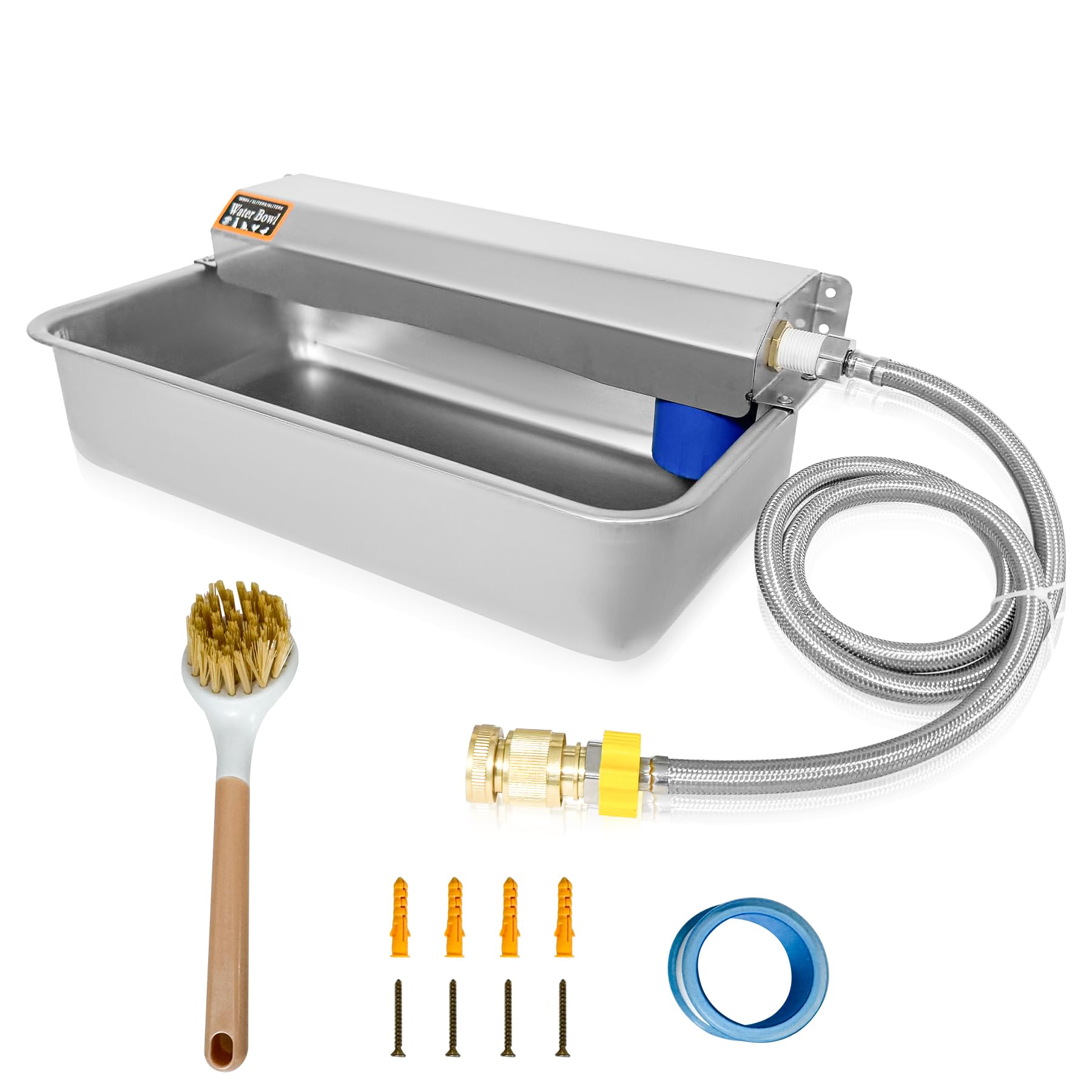 Dispensador automático de agua para perros de 2 galones/7.57 litros, cuenco de agua para perros al aire libre, alimentador de agua de llenado automático, de acero inoxidable, grande, para