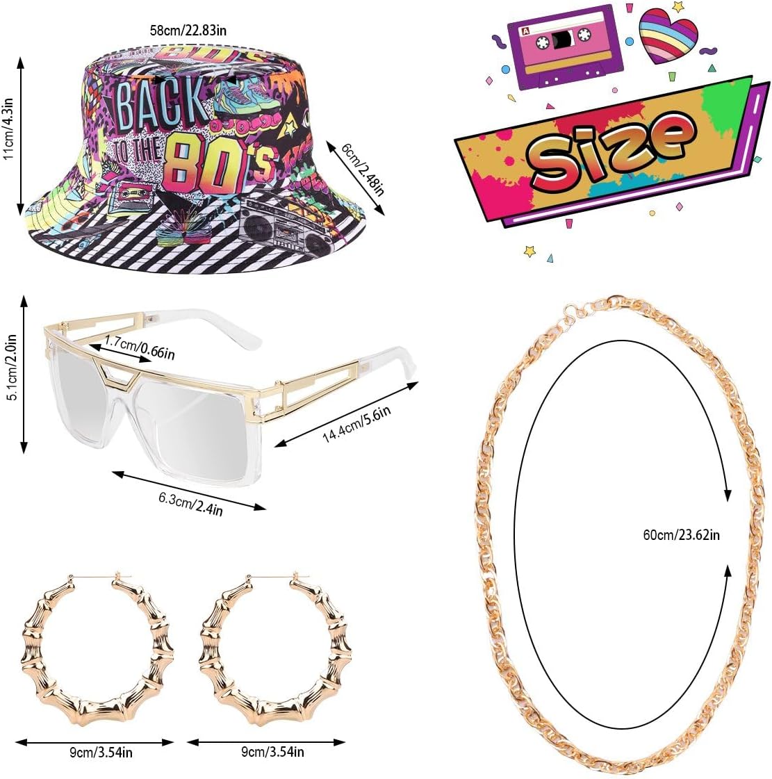 80s 90s Outfit for Women, Unisex Hip Hop Costume Baseball Jersey Shirt Yoga Pants Bucket Hat Gold Chain Rapper Accessories