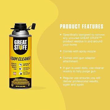 Great Stuff Foam Cleaner | Polyurethane Foam Residue Remover, 12 oz. (12 Pack)
