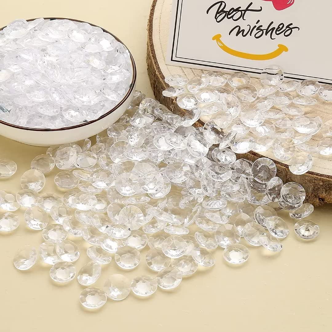 HERZWILD Decorative Diamond Crystals Approx. 700 Pieces Colourless Sparkling Diamond Crystals Confetti Decorative Stones Crystals Diamonds (12 mm)