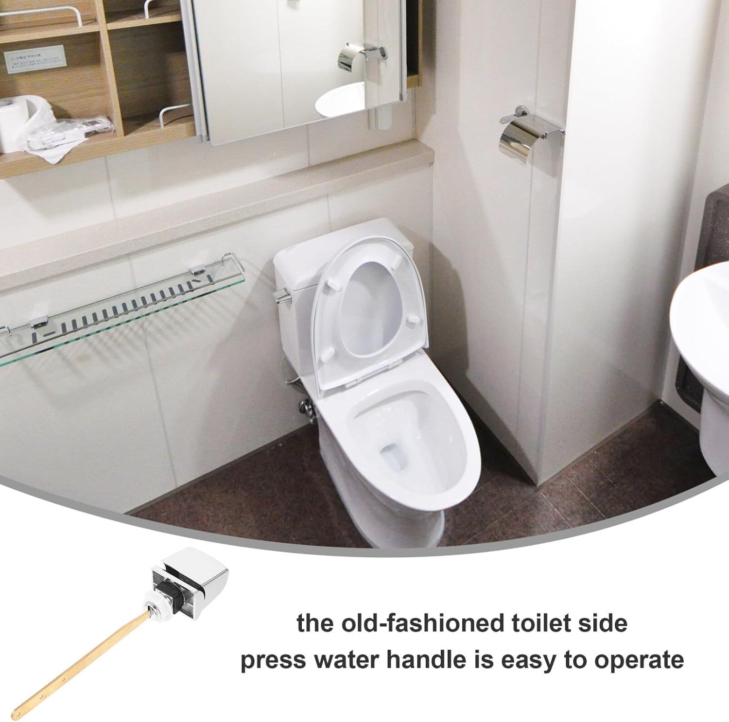 UKCOCO Toilet Flush Handle - Side Press Water Release Wrench for Old-Style Toilets Durable Zinc Alloy & Brass Replacement Compatible with Various Models image 5