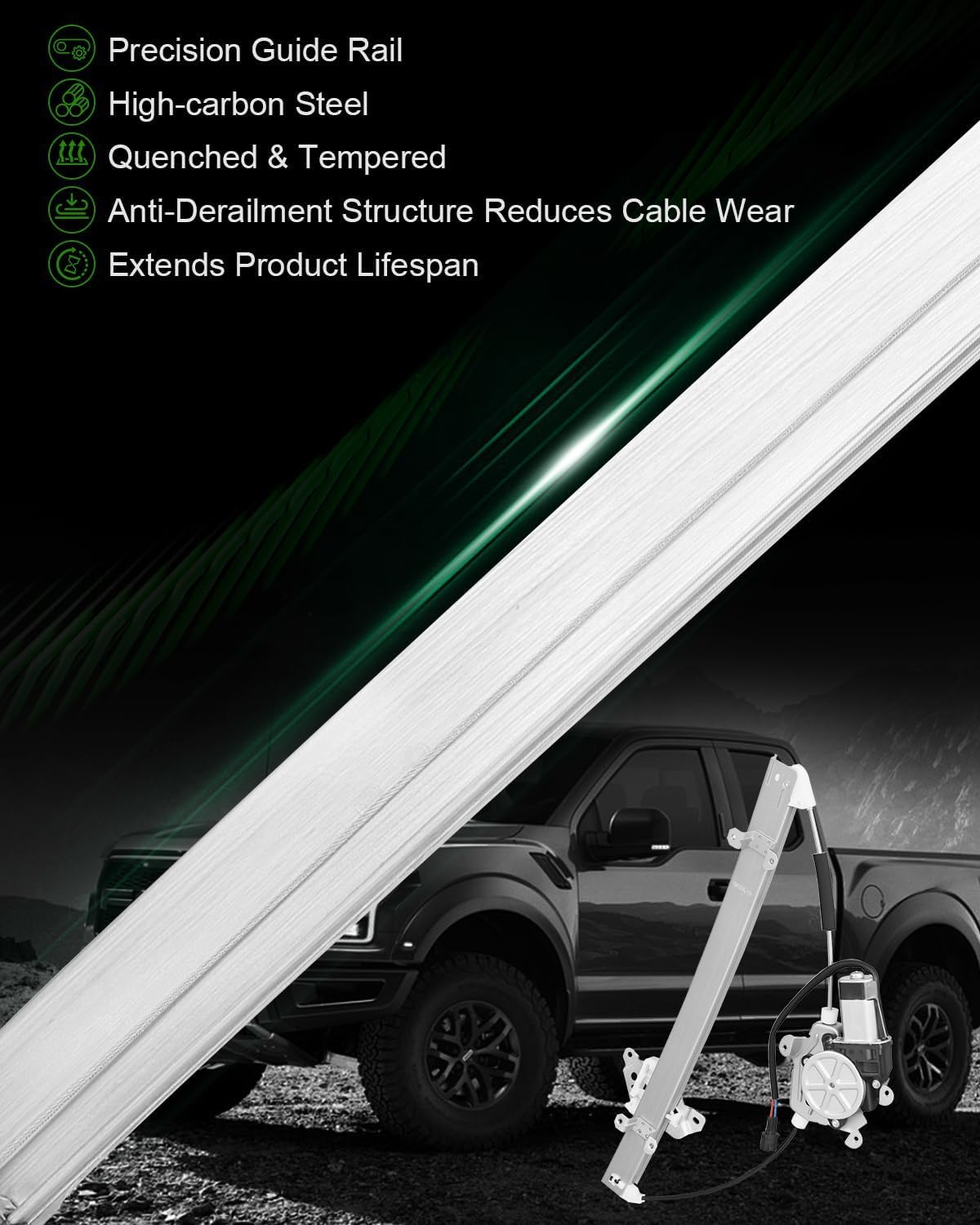 Front Left Driver Side Power Window Regulator with Motor for:-Nissan 2005-2015 Frontier, 2005-2012 Pathfinder for:-Suzuki 2009-2010 Equator, with 2 Pins OE# 741-348 80721EA000 80731-EA005