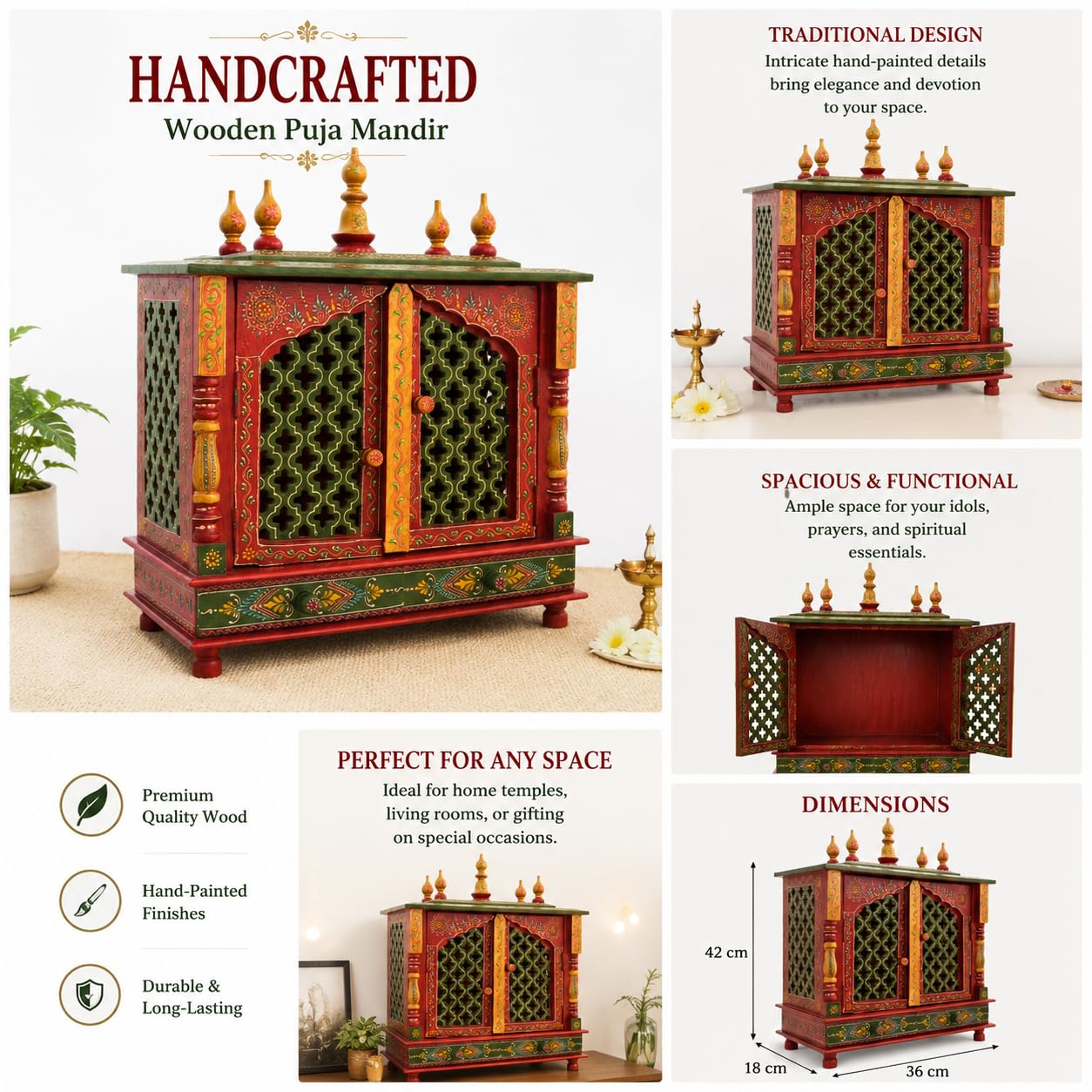 Wooden Home Temple - Pooja Mandir for Spiritual Space -2 Wooden Home Temple - Pooja Mandir for Spiritual Space -2