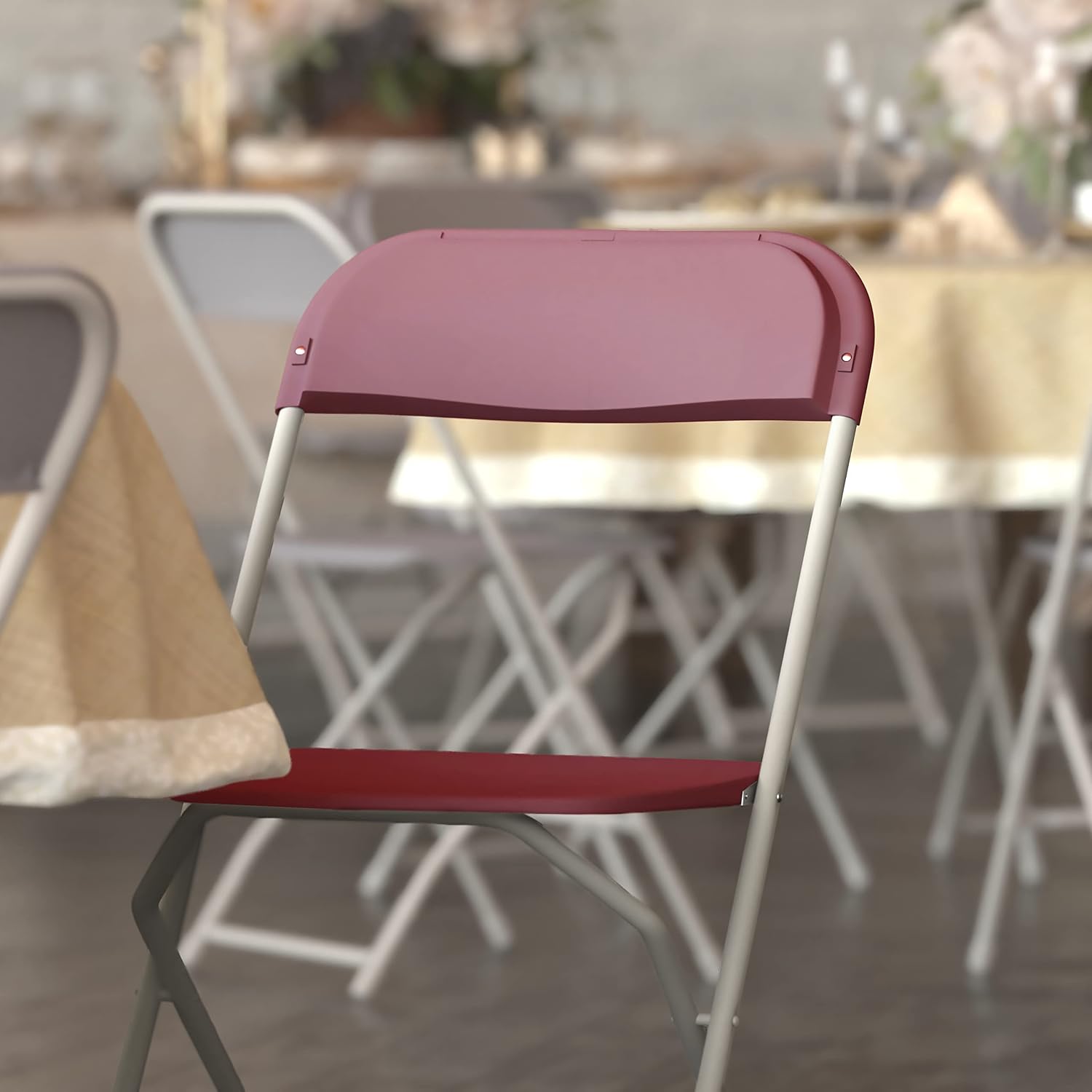 EMMA + OLIVER Folding Chair - Red Plastic - 4 Pack 650LB Weight Capacity Comfortable Event Chair - Lightweight Folding Chair