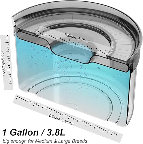 Miniatura 3 de Cuenco de agua para perros de 1 galón sin derrames, gran capacidad, sin BPA, diseño antisalpicaduras y antiexcavación con base antideslizante para