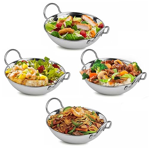 Aakrati Devyom Stainless Steel Curry Serving Bowls Balti Dishes Set