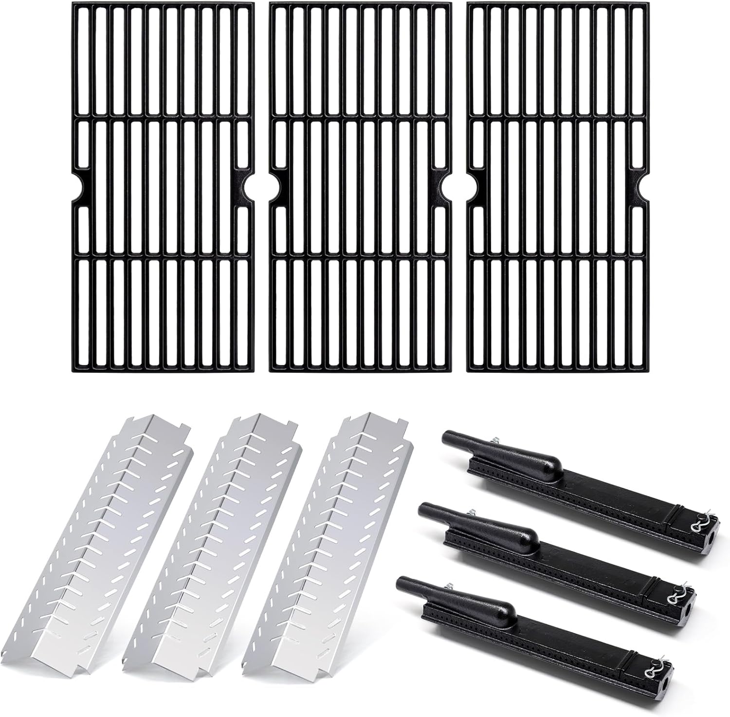 Adviace Grill Replacement Parts for Charbroil 463240904 463251605 463251505, Grill Grate & Burner & & Heat Shield for Char-Broil