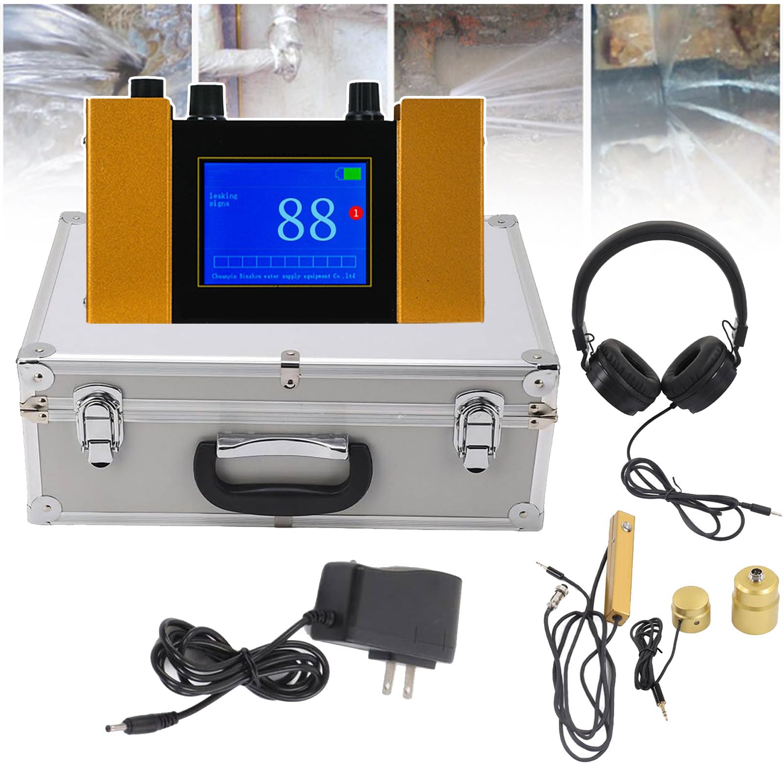 Detector de fugas de agua subterráneo, sensor geófono ultrasónico con pantalla digital, frecuencia ajustable para una detección eficiente de fugas y ahorro de costos