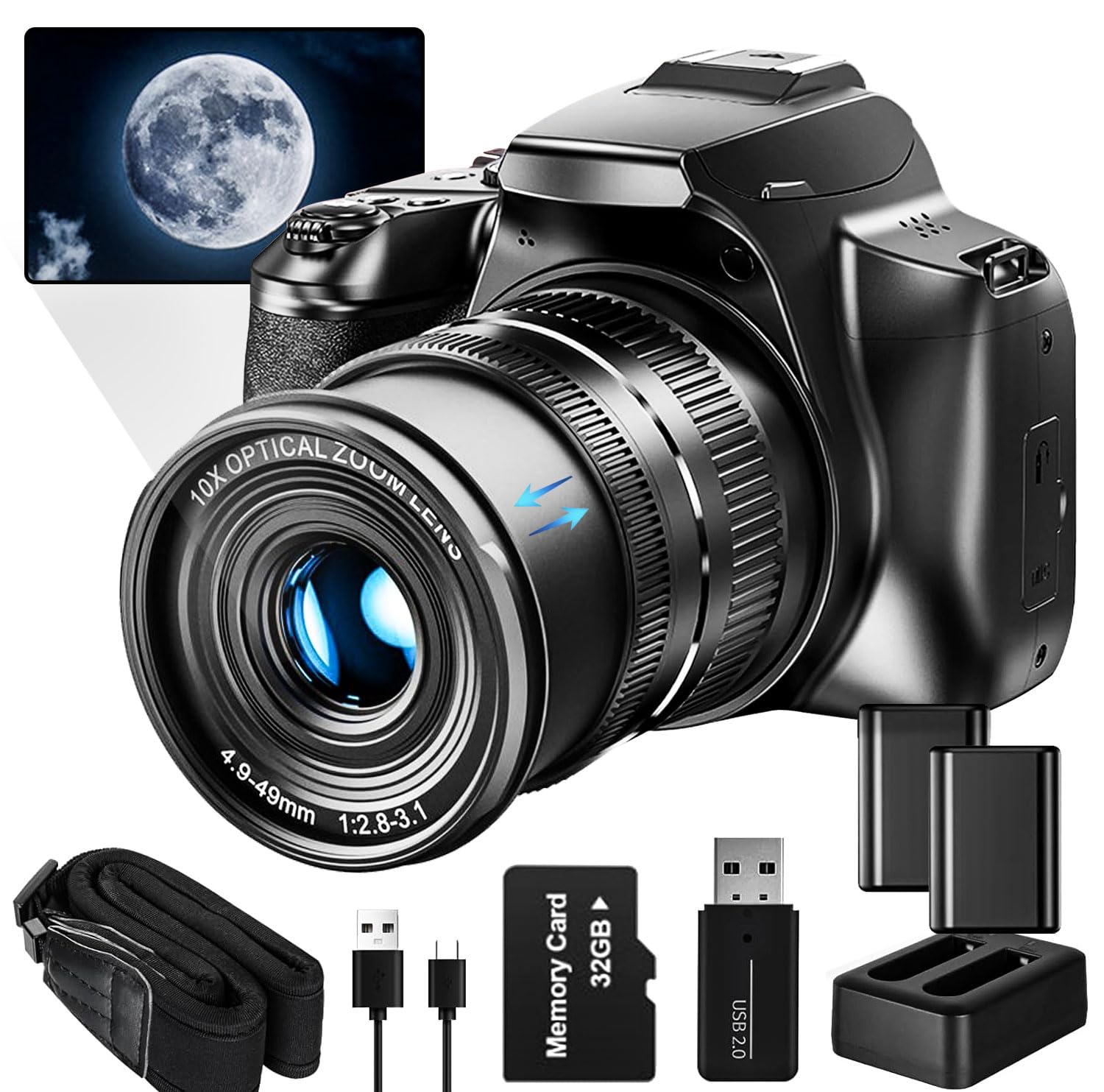 G-Anica Digital Camera, 64MP&40 X Zoom Cameras for Photography & Video,4K Optical Vlogging Camera for YouTube with Flash, WiFi & HDMI Output,32GB SD Card(Black) G-Anica Digital Camera, 64MP&40 X Zoom Cameras for Photography & Video,4K Optical Vlogging Camera for YouTube with Flash, WiFi & HDMI Output,32GB SD Card(Black)
