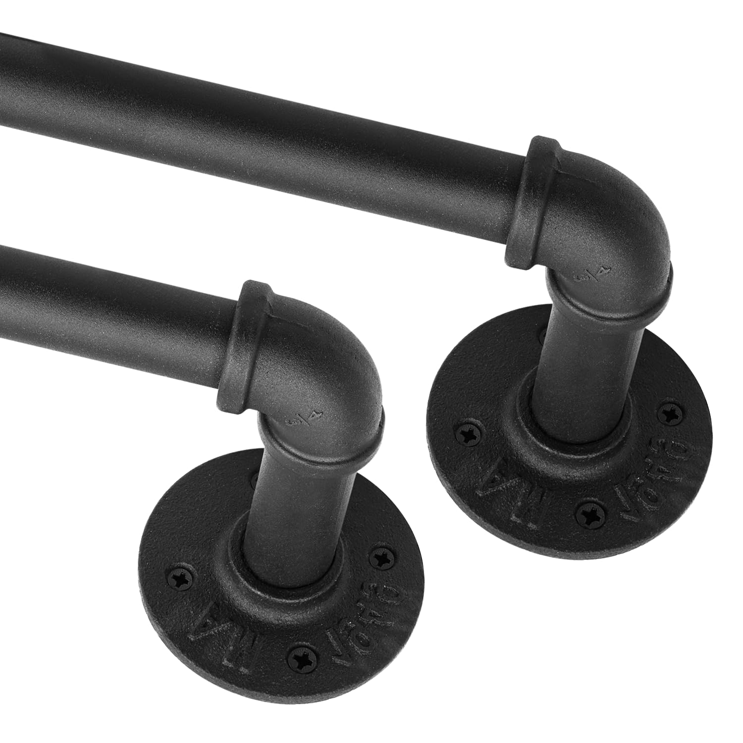 ASHLEYRIVER Industrial Curtain Rods 2 Pack for Windows 84 to 144 Inches,Indoor/Outdoor Curtain Rod,Blackout Wrap Around Curtain Rods,Black