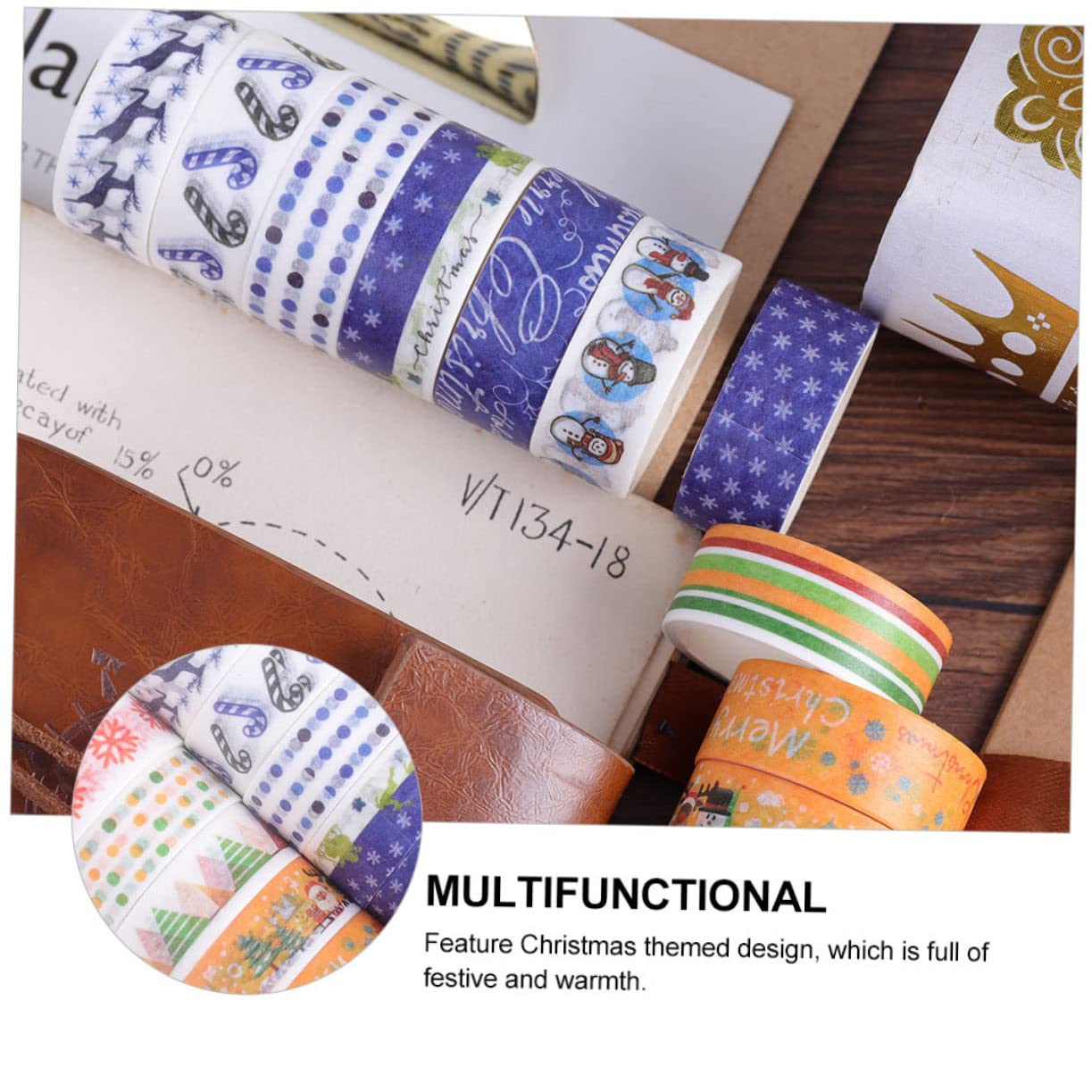 SEWACC 168rollos Cinta Washi Adhesiva Decorativa De Navidad De Papel Autoadhesivo para Manualidades y Decoración De Fiestas para Scrapbooking y Embalaje De