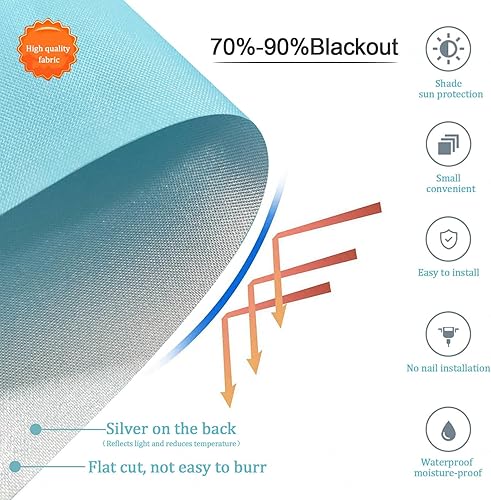 Miniatura 2 de Cortinas opacas para ventana, con ventosas, persianas enrollables sin taladro, 75 % de protección UV, aislamiento térmico temporal, persianas
