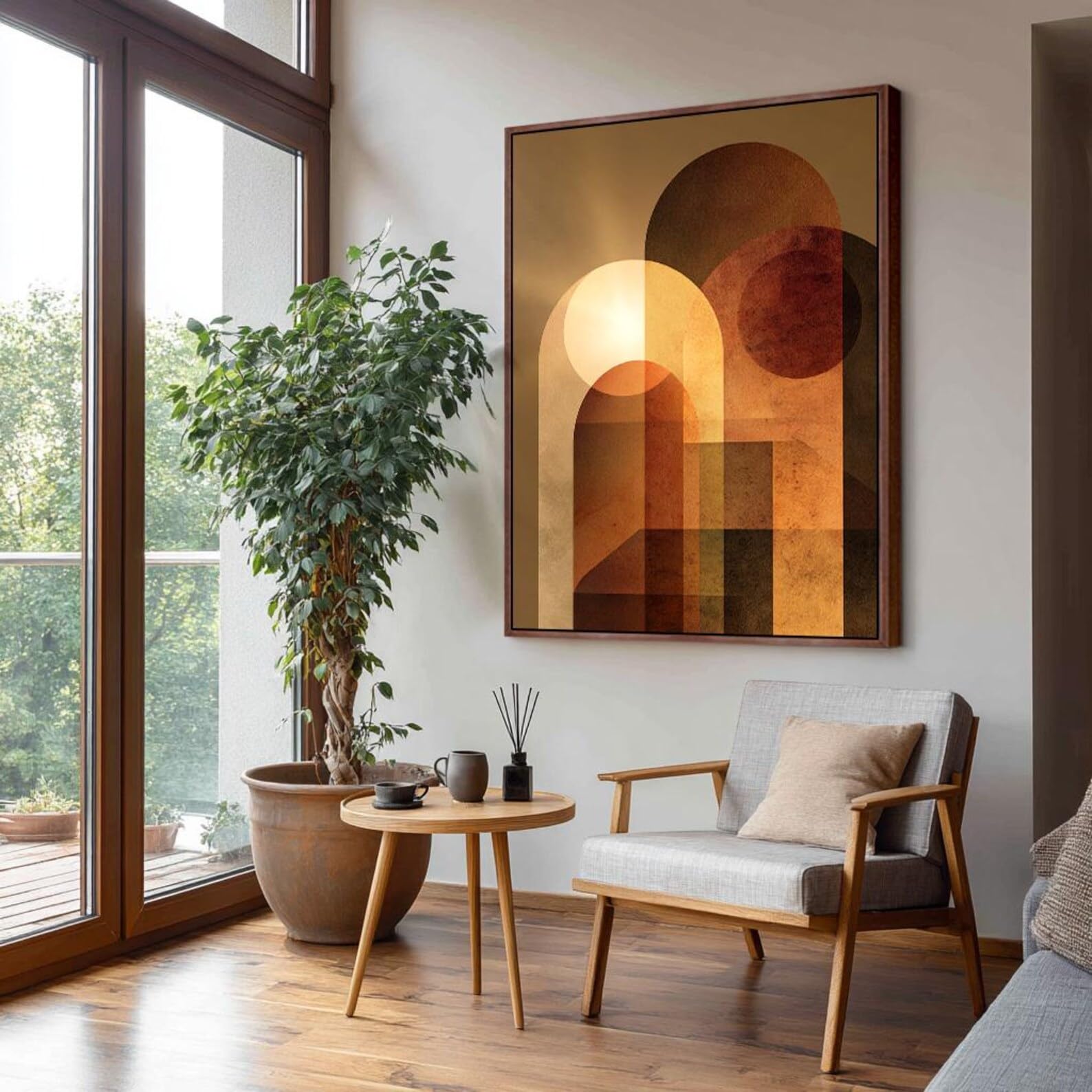Hallway Decor, Japandi Canvas Wall Art, Portrait Wabi Sabi Painting, Large Posters and Prints Buddha for Horizontal Bed(80x110cm/Frameless)