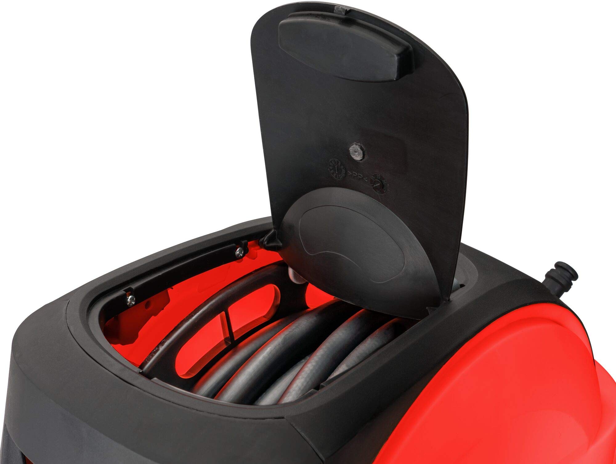 VIGOR Schlauchaufroller, V7143-10, 15 m, Druckluftadapter vorinstalliert | 6320 g, 15 m, Reduziert Unfallgefahr, da kein Schlauch herumliegt, Wandhalterung: 180° schwenkbar, Hybrid Polymer-Schlauch