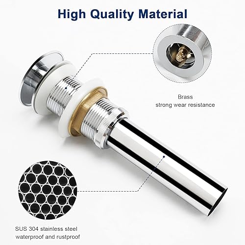 Miniatura 3 de NearMoon Desagüe desplegable para baño, colador de drenaje de fregadero de latón para tapón de montaje de baño, fregadero de recipiente,