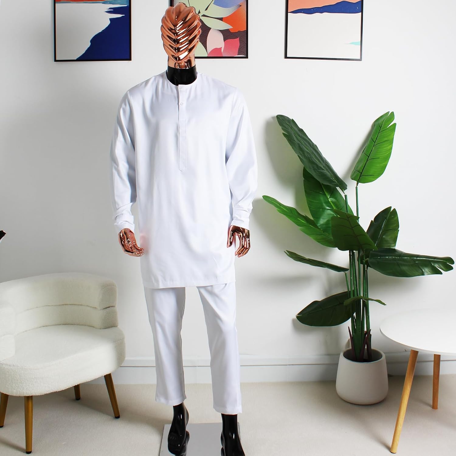 TIDOIRSA Dashiki for Men, Boubou Caftan Embroidery African Mens Clothing Dashiki Shirts and Pants Outfits 3 Pieces Set