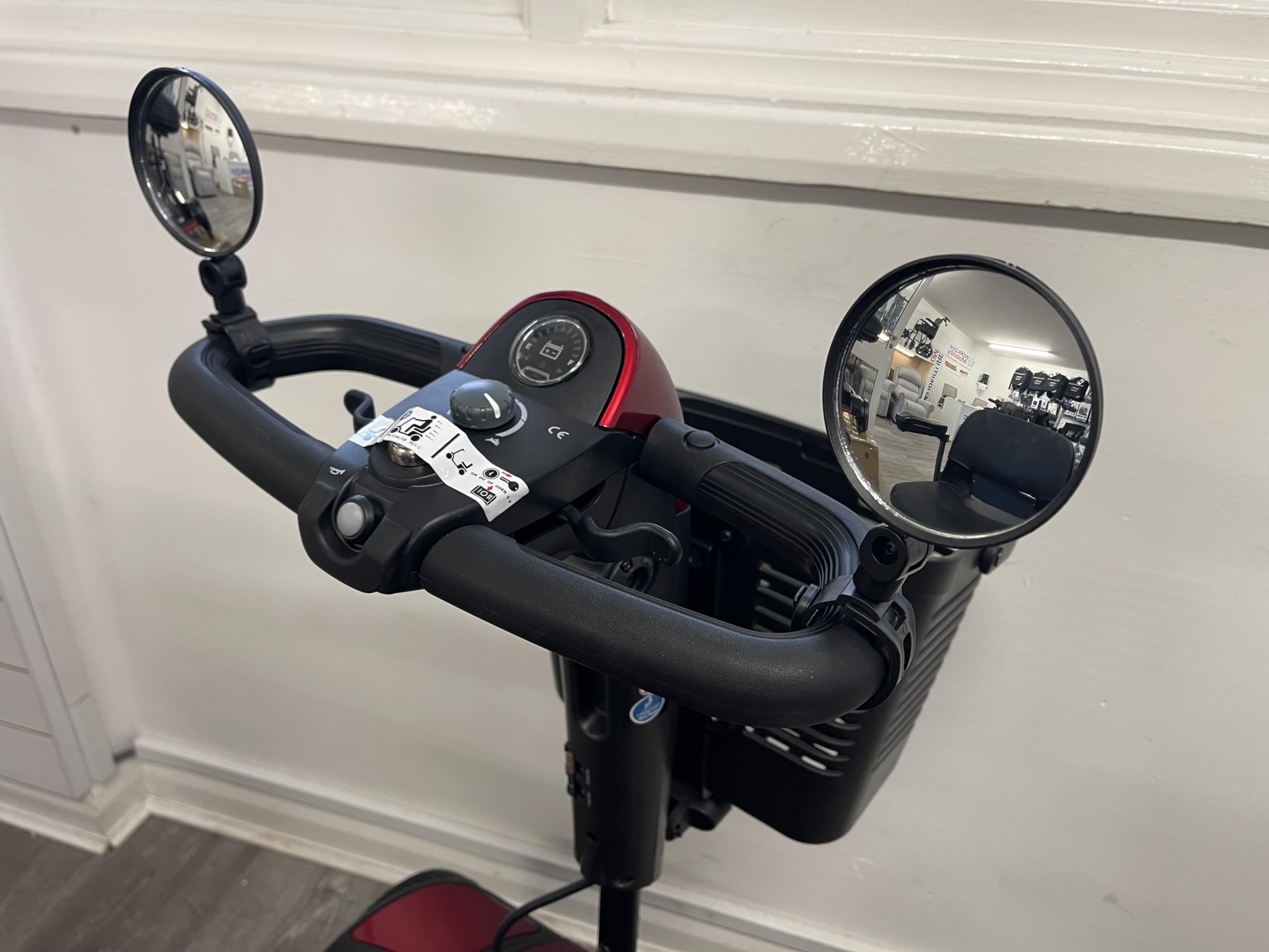 Clip-On Adjustable Round Rear View Mirrors for Mobility Scooters, Waterproof, Lightweight, Compatible with Pride GoGo Elite Traveller Models