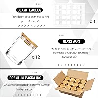 Vista 3 de ABK Tarro de vela de vidrio de 7 onzas, tarros redondos para velas, paquete de 12 con tapas de bambú y 20 etiquetas en blanco, tarros vacíos