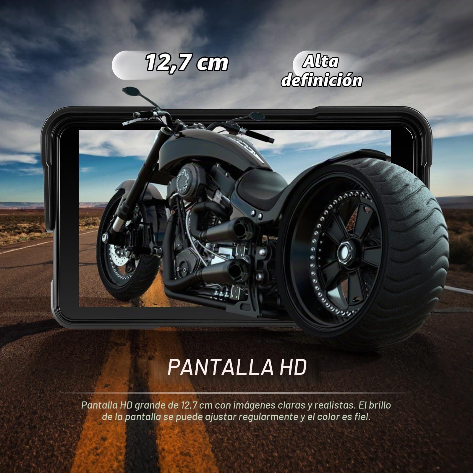 Inalámbrico Carplay Motorbike Navi Android Auto, 5 Pulgadas Pantalla Táctil Carplay Portátil para Motos, Radio de Coche para Motos con Airplay/Android Cast/Bluetooth/IP68 Impermeable