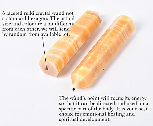 Miniatura 6 de AMOYSTONE Torres de obelisco de cristal curativo grande, varita de punto de calcita amarilla, decoración del hogar, curación de reiki, 2.2-2.6 libras