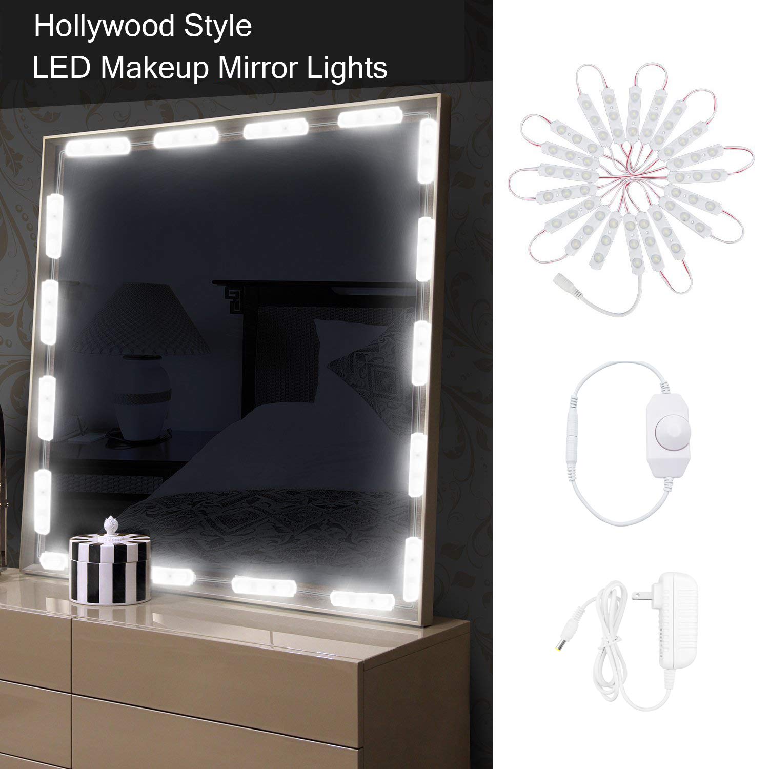 Led Makeup Mirror Lights Kit Hollywood Style Vanity Mirror Light 10ft Ultra Bright Makeup Lights Dimmable Lights Strip For Dressing Table Bathroom Decorative Walls Includes Power Supply Buy Online In Bulgaria At Bulgaria Desertcart Com Productid desertcart