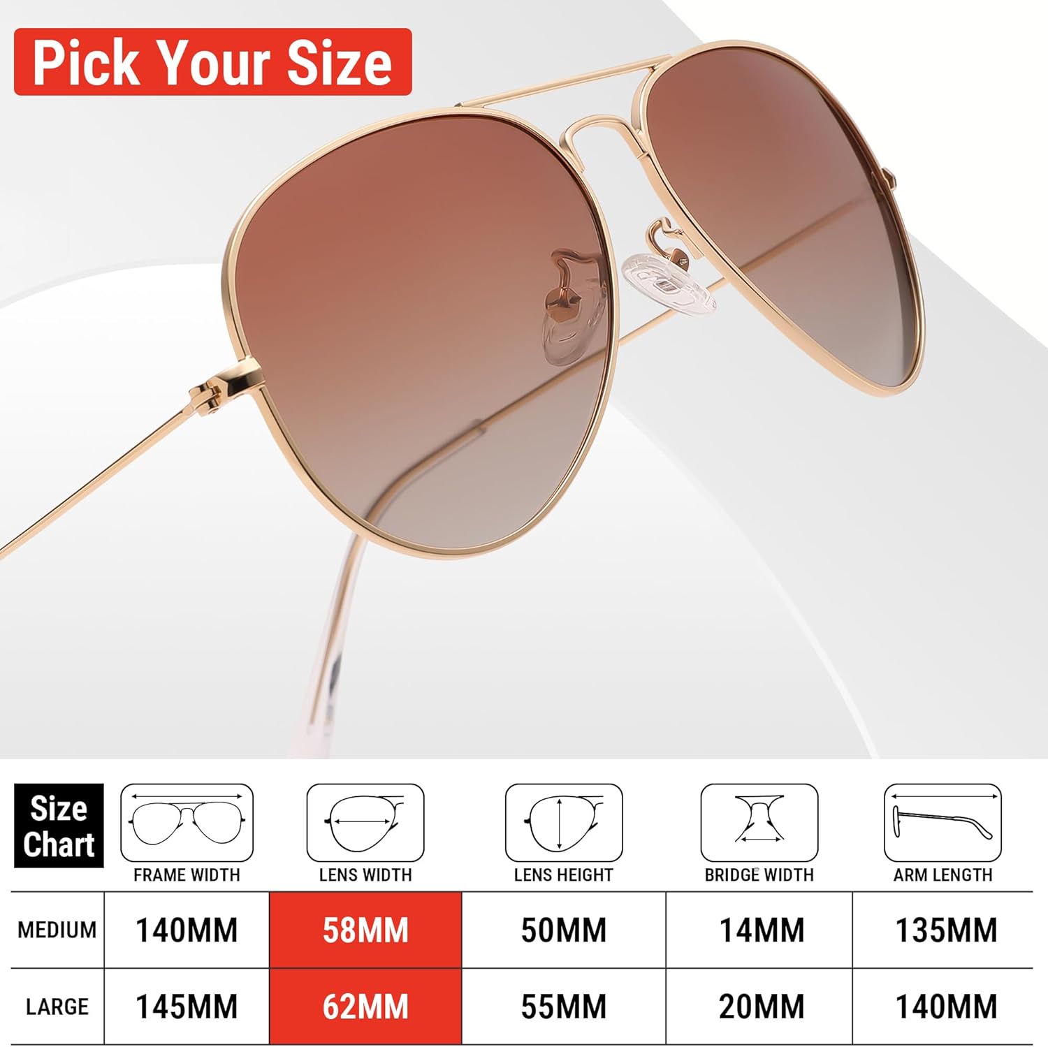 Pro Acme Aviator Sunglasses for Men Women Classic Polarized UV400 Protection - Image 3