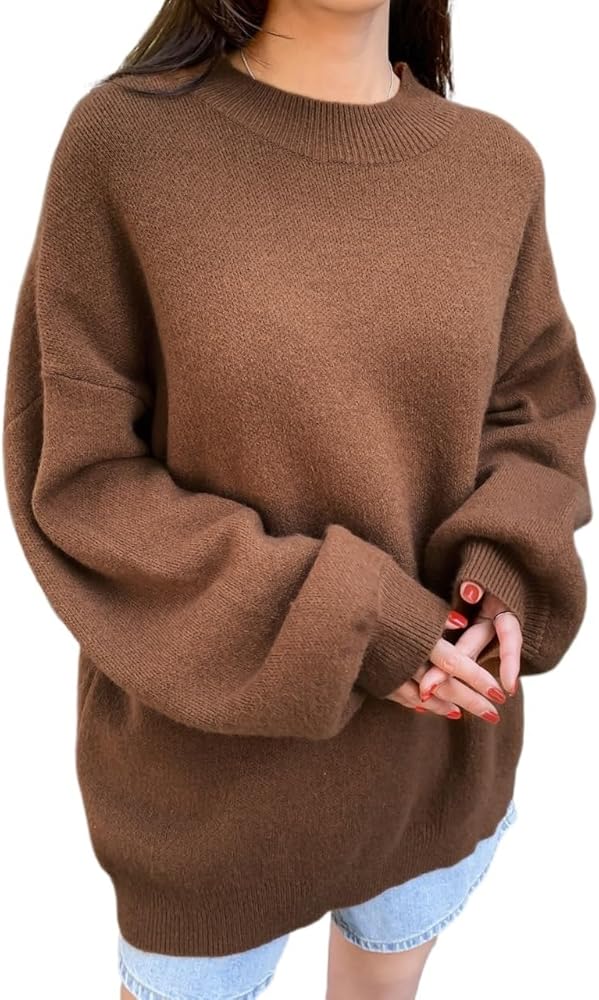 Amazon.com: Pullover Sweater For Women Solid Drop Shoulder Ribbed