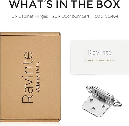Vista 91 de Ravinte Paquete de 50 (25 pares) de bisagras superpuestas de 1/2 pulgada (variables), montaje frontal semicimoterminente de cierre automático