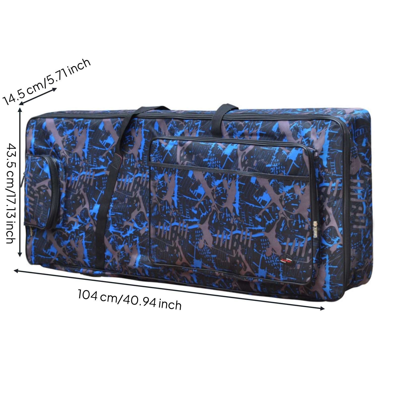 Qianly Borsa Imbottita Custodia con Tasche per Tastieristi, Concerti, Array, Camouflage Blu, 61 Tasti