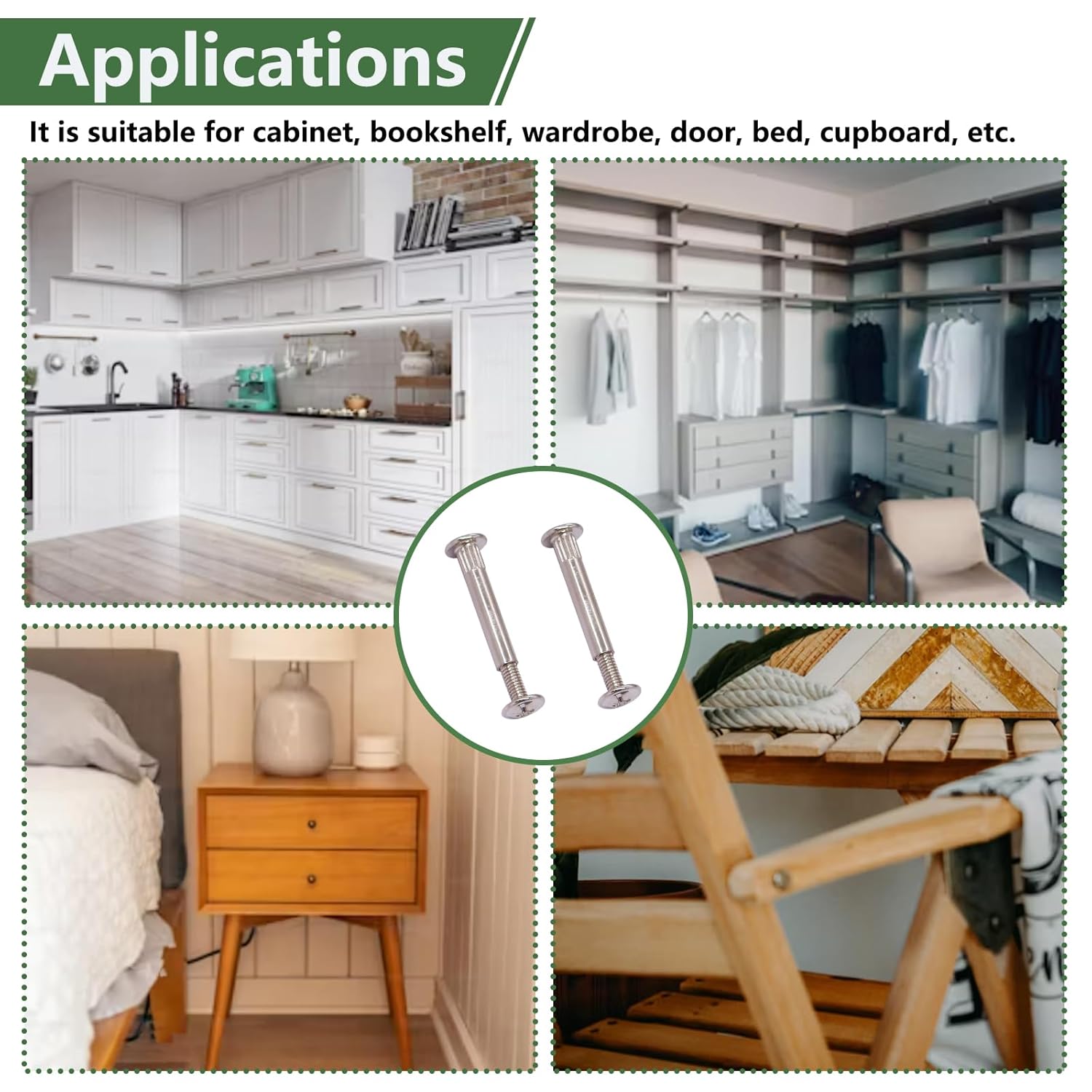 130PCS M4 Furniture Joint Connector Bolt & Cap Nut Kit, Furniture Screw Bolts Cabinet Panel Connector Binding Screws for Wood Door Cabinet Bookshelf Crib (65Set) thumbnail